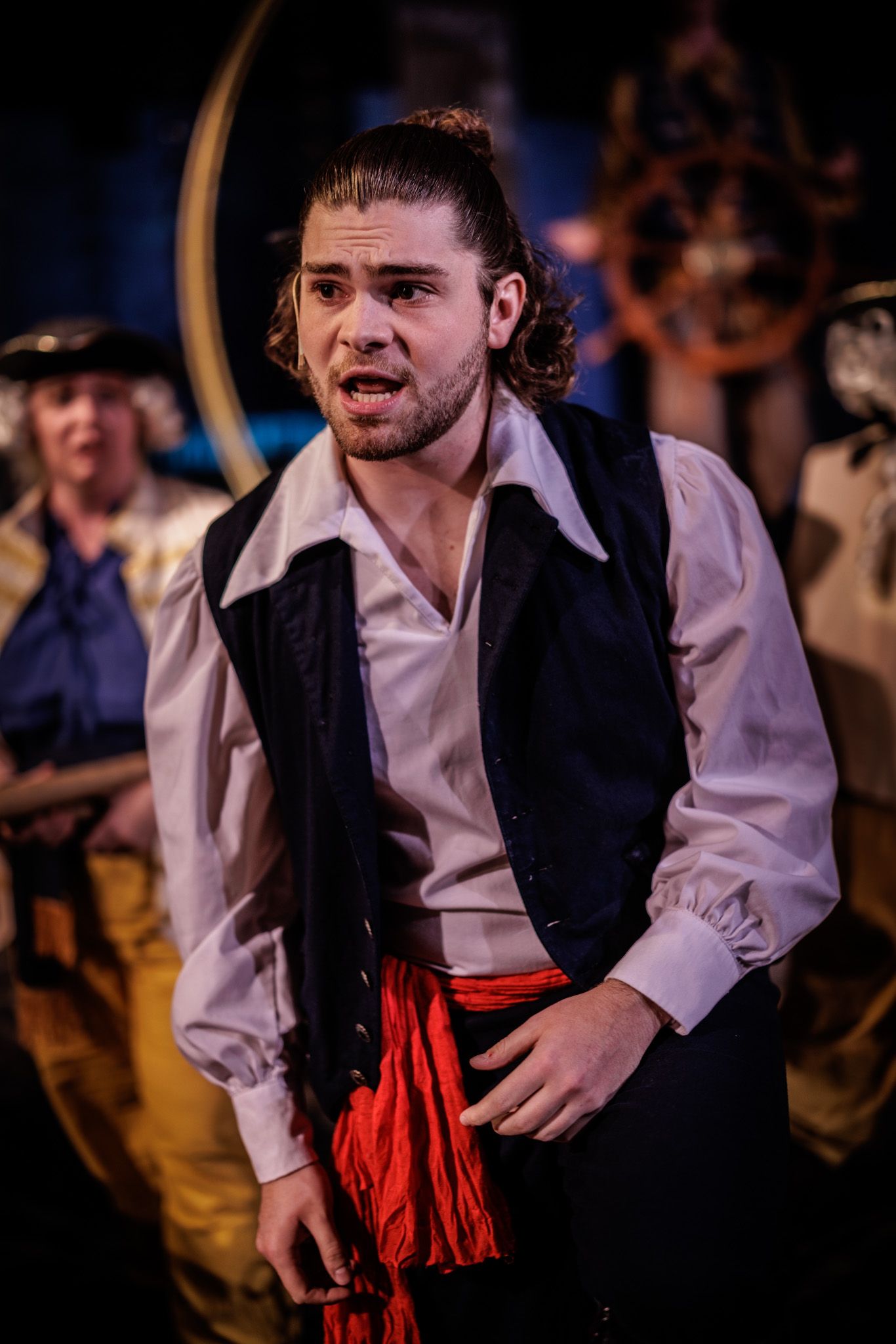 A close-up in Prince Eric’s costume