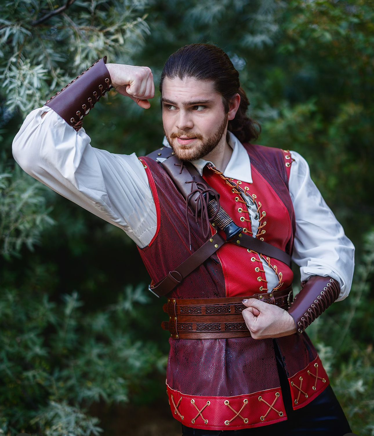 Posing in Gaston’s costume