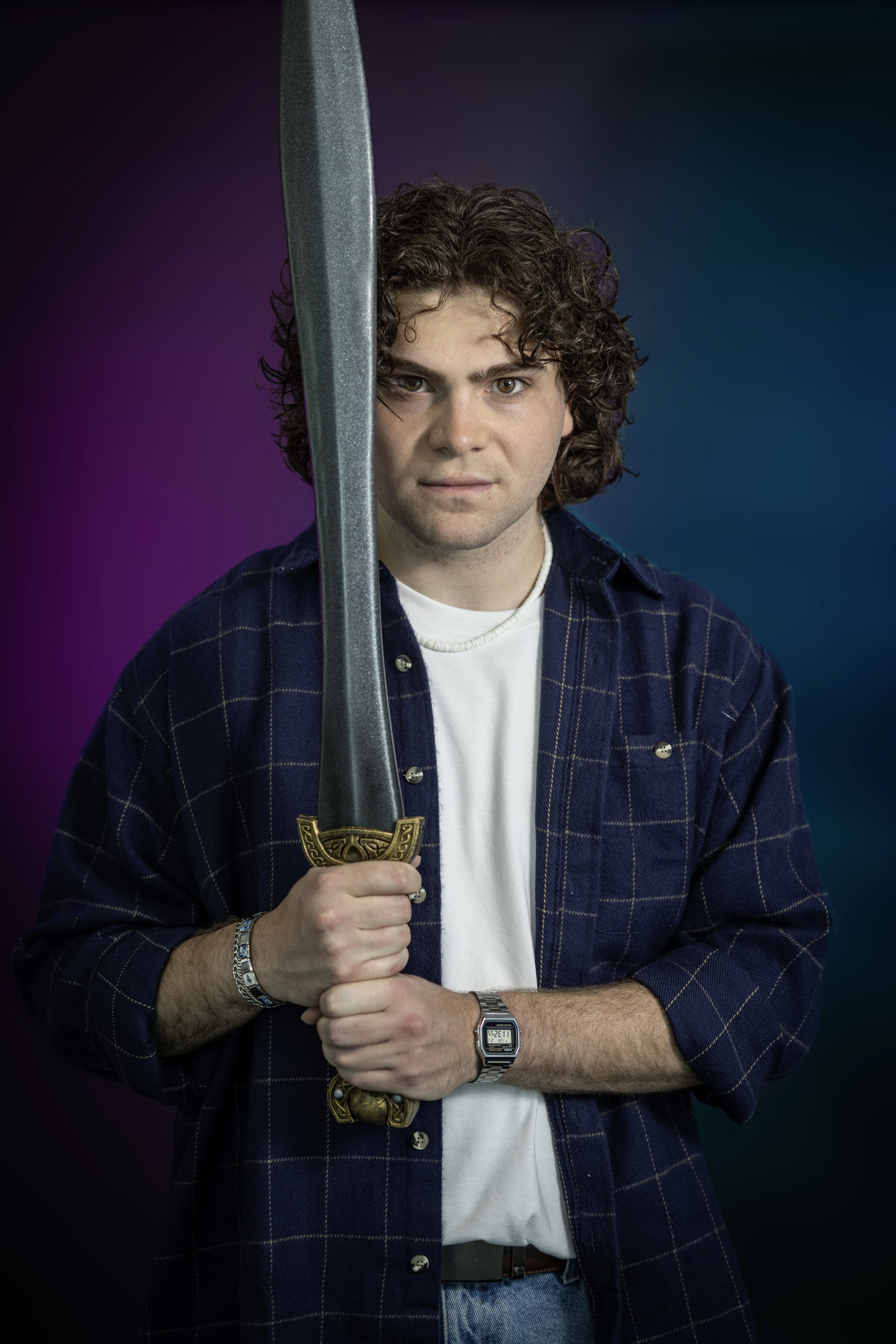 Holding a theatrical sword